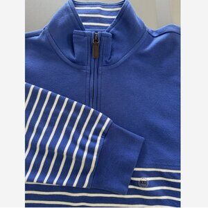 CHAPS Blue Stripe 1/4 Zip NWT XXL Mens Sweater Ralph Lauren Cotton Blend